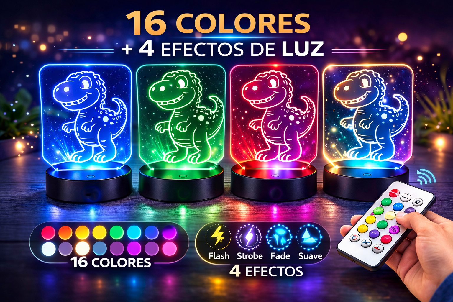 Kit Creativo Infantil con Lámpara LED – 4 Placas de Metacrilato para Colorear, 8 Rotuladores Fluorescentes, 1 Base LED Táctil con Mando – 6+ (Unicornios)